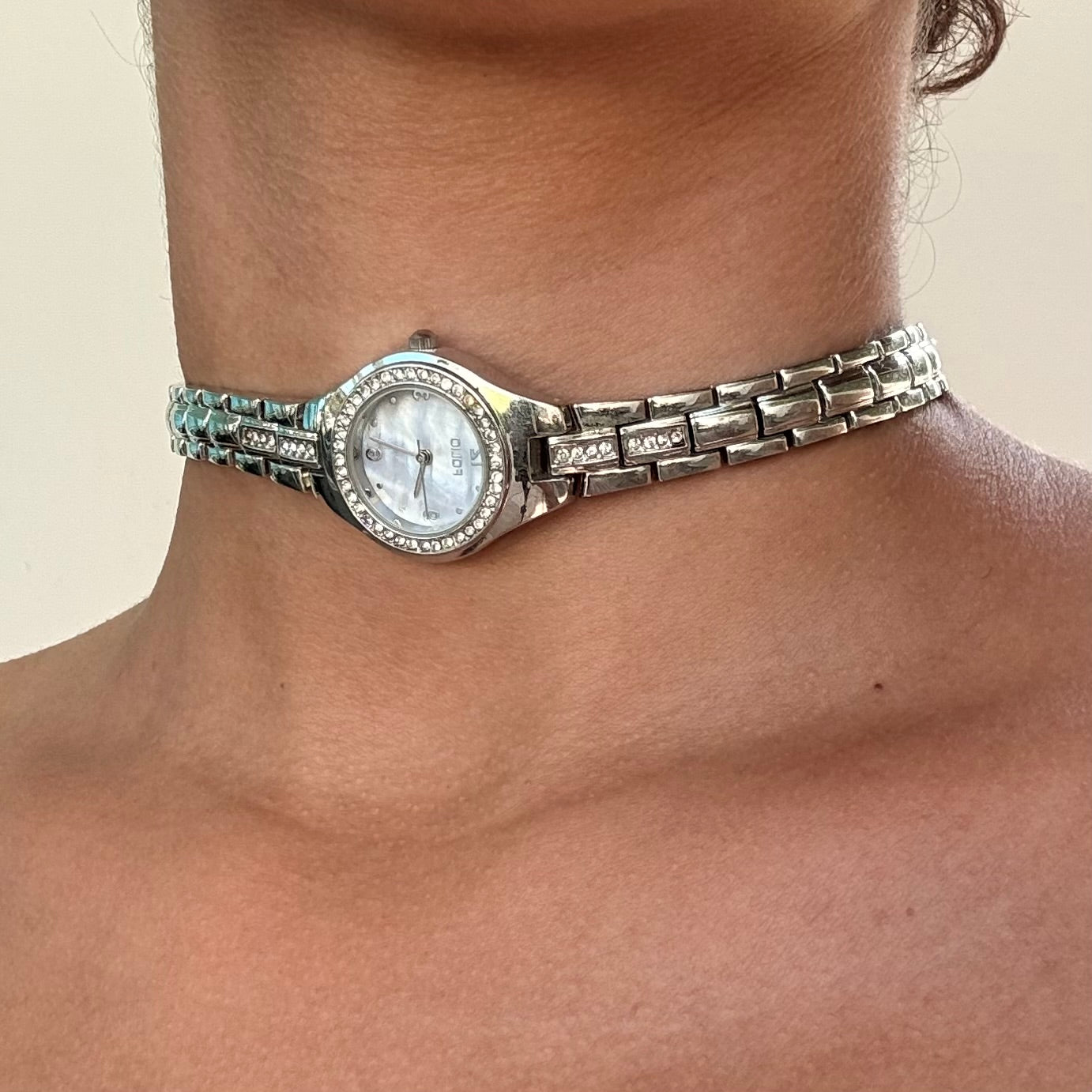 Silver Tone Up-Cycled Watch Choker Necklace