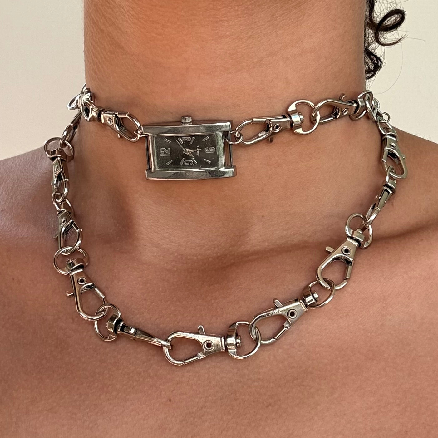 Silver Tone Up-Cycled Watch Choker Necklace