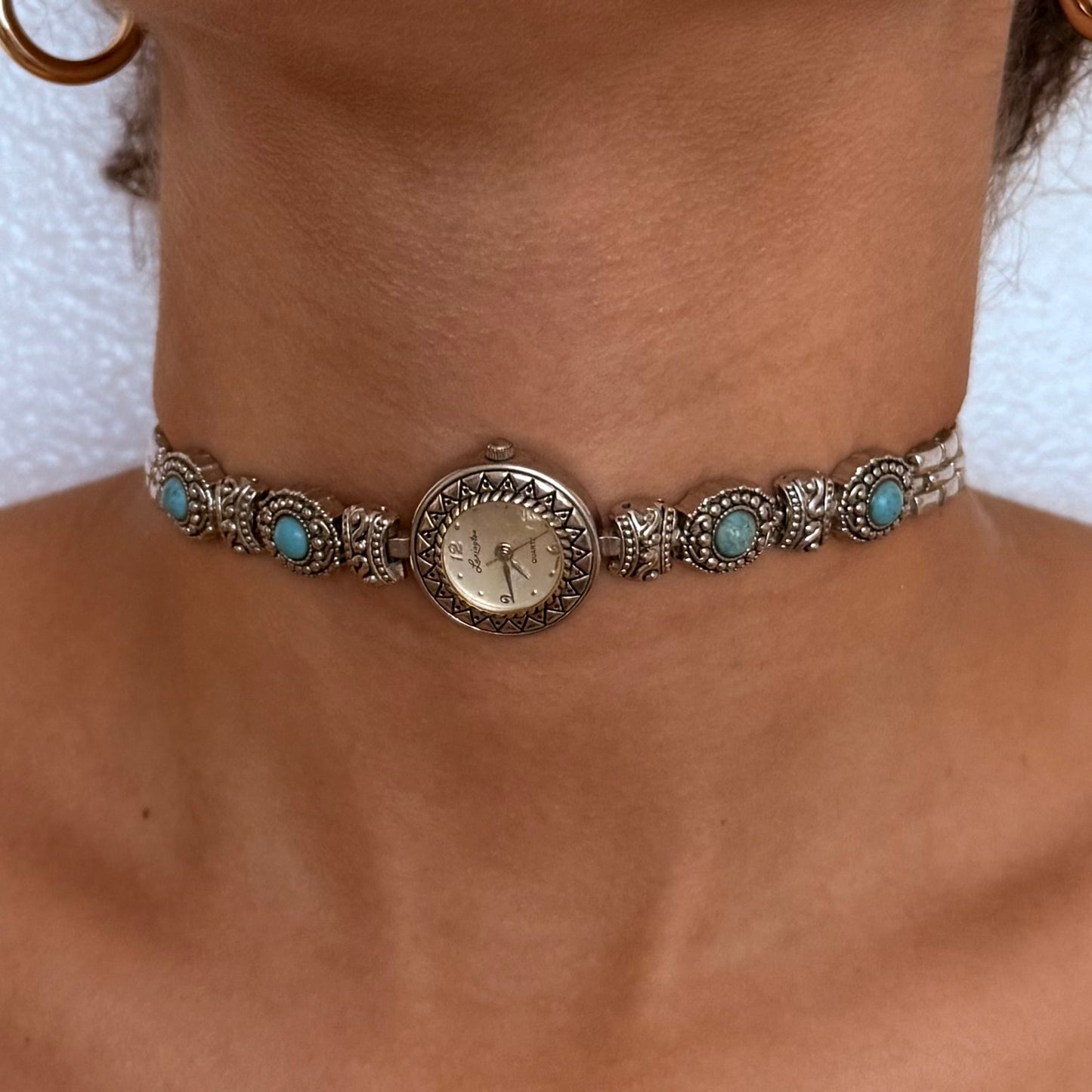 Silver Tone Up-Cycled Watch Choker Necklace