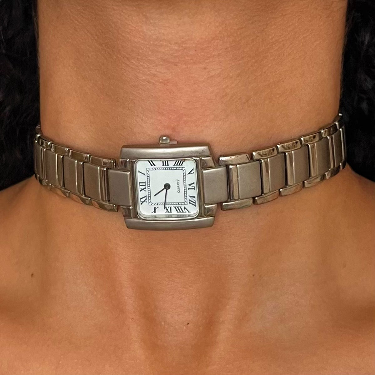 Silver Tone Up-Cycled Watch Choker Necklace