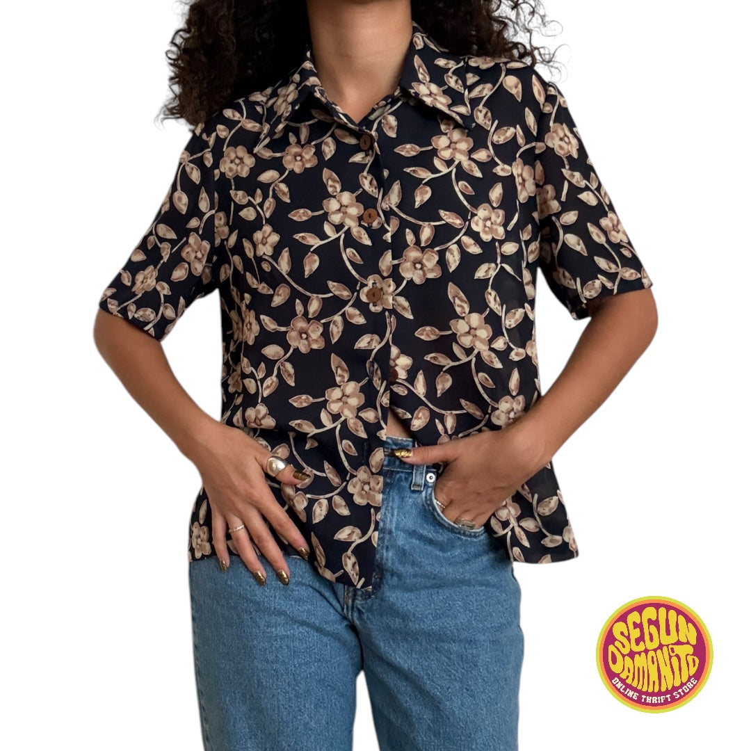 90’s Vintage Flower Print Blouse