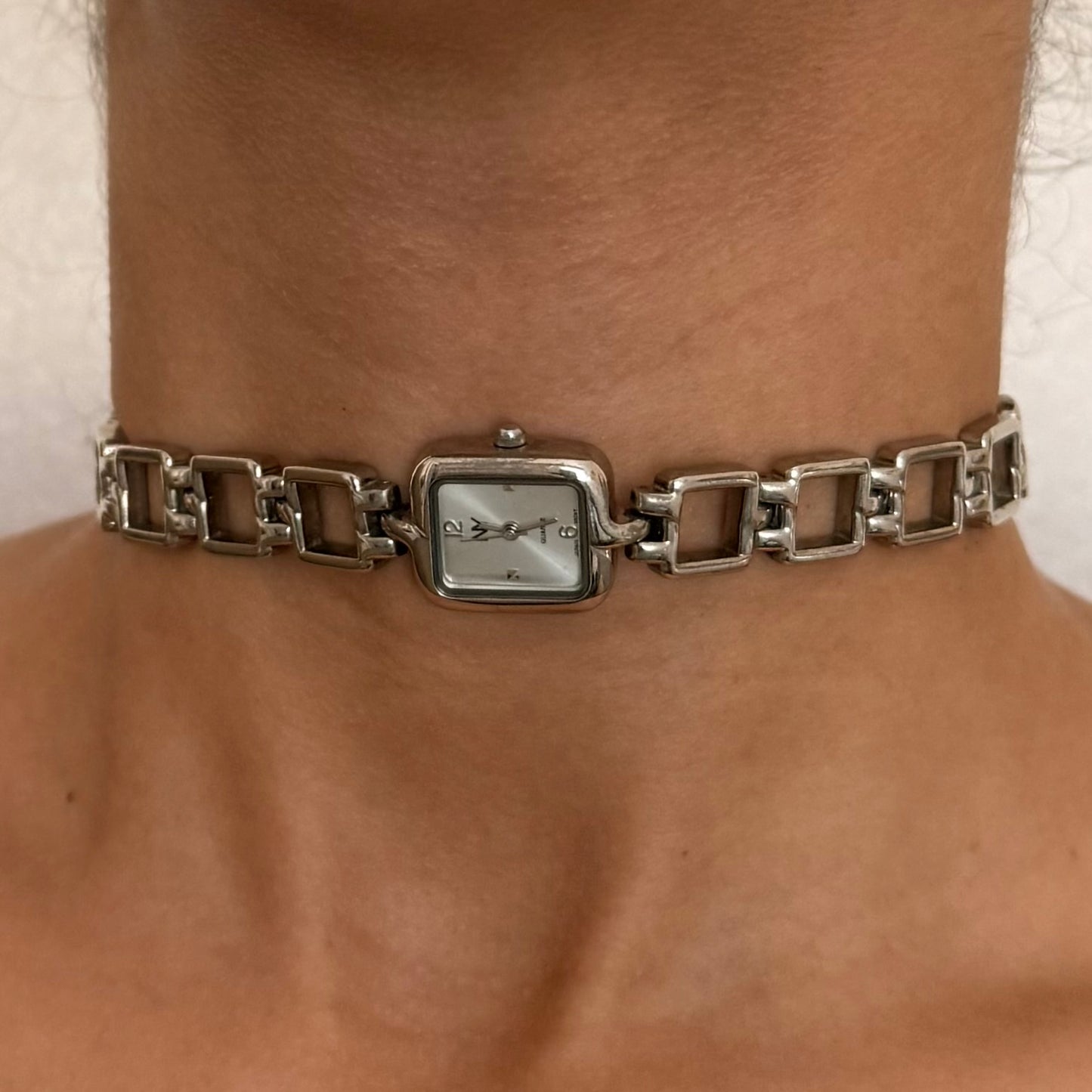 Silver Tone Up-Cycled Watch Choker Necklace