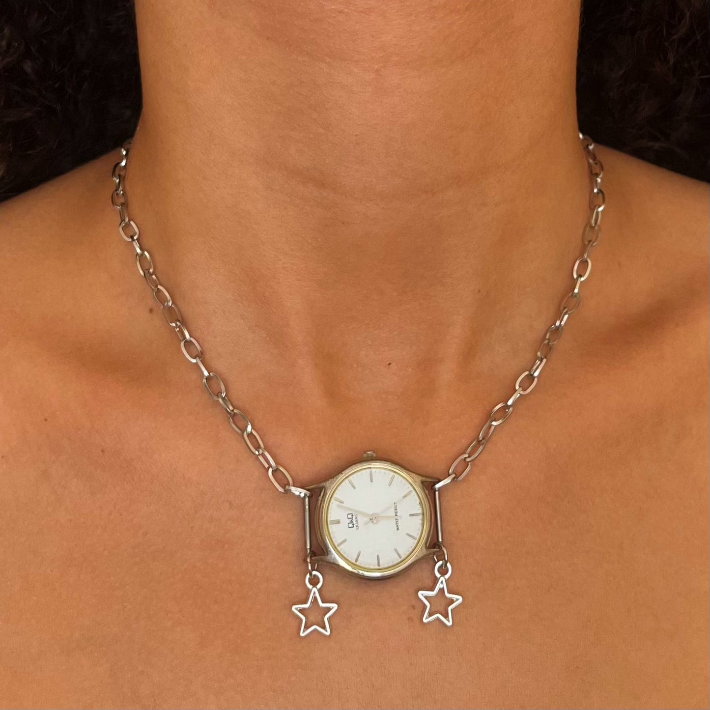 Double Tone Up-Cycled Watch Choker Necklace