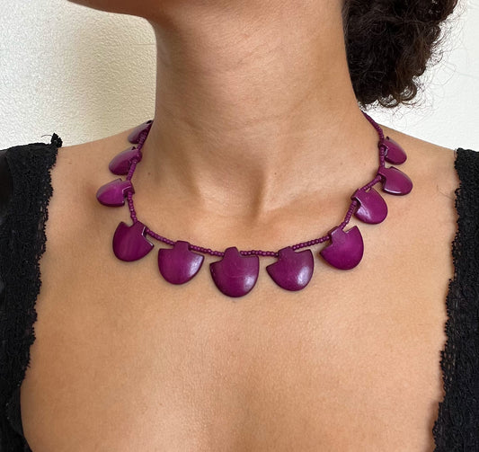 Purple Stones with silver closing Necklace