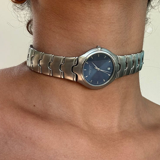Silver Tone Up-Cycled Watch Choker Necklace