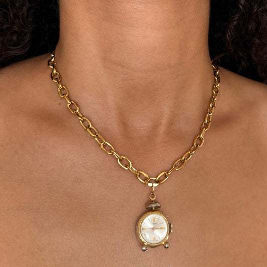 Gold Tone Up-Cycled Watch Necklace