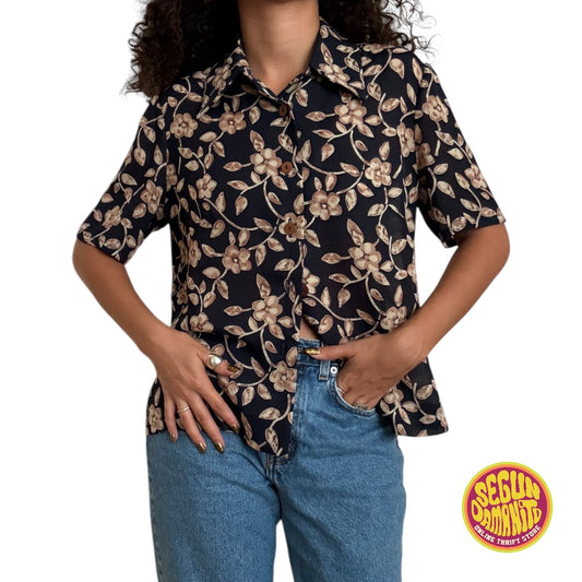 90’s Vintage Flower Print Blouse
