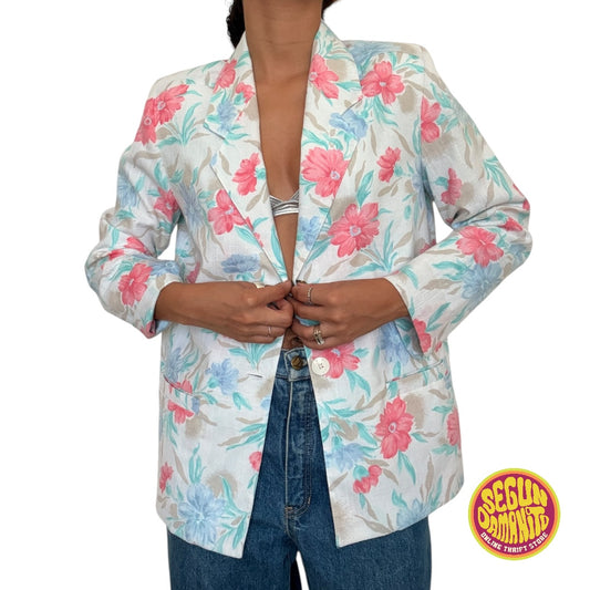 Flower Print 90’s Vintage Blazer