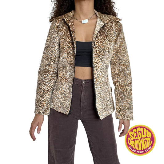 Faux Fur Animal Print 90’s Vintage Jacket
