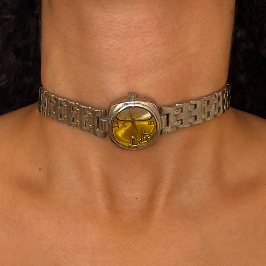 Silver Tone Up-Cycled Watch Choker Necklace