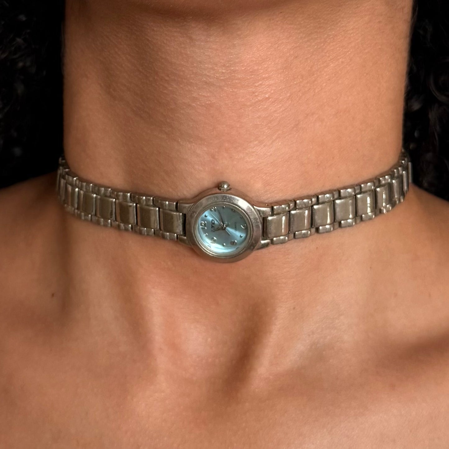 Silver Tone Up-Cycled Watch Choker Necklace